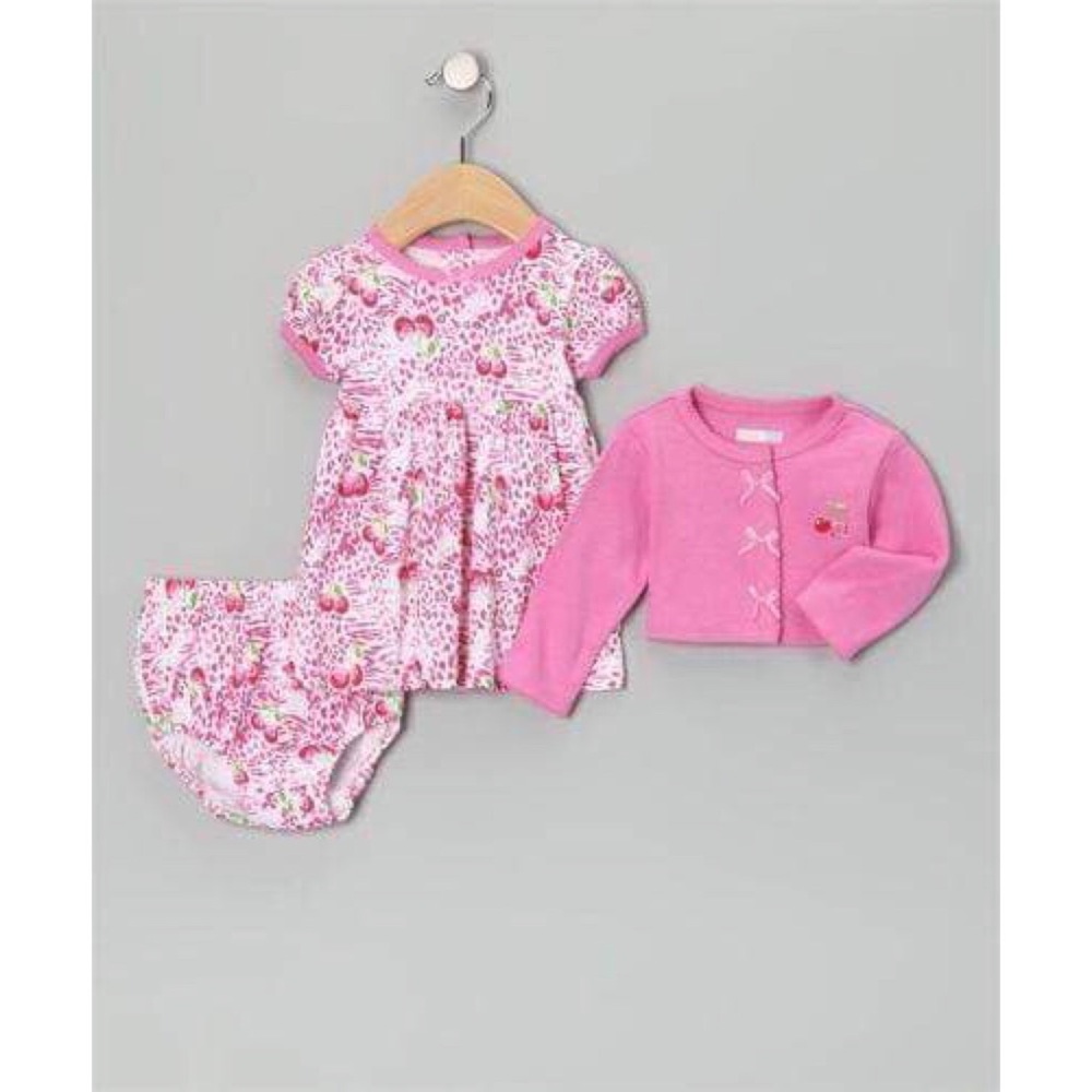☘️Baby Girl Pink Cherry 3 Pieces set Gift new